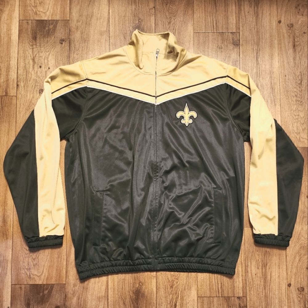 SAINTS NFL Track Jacket Full Zip Black Gold Size XL